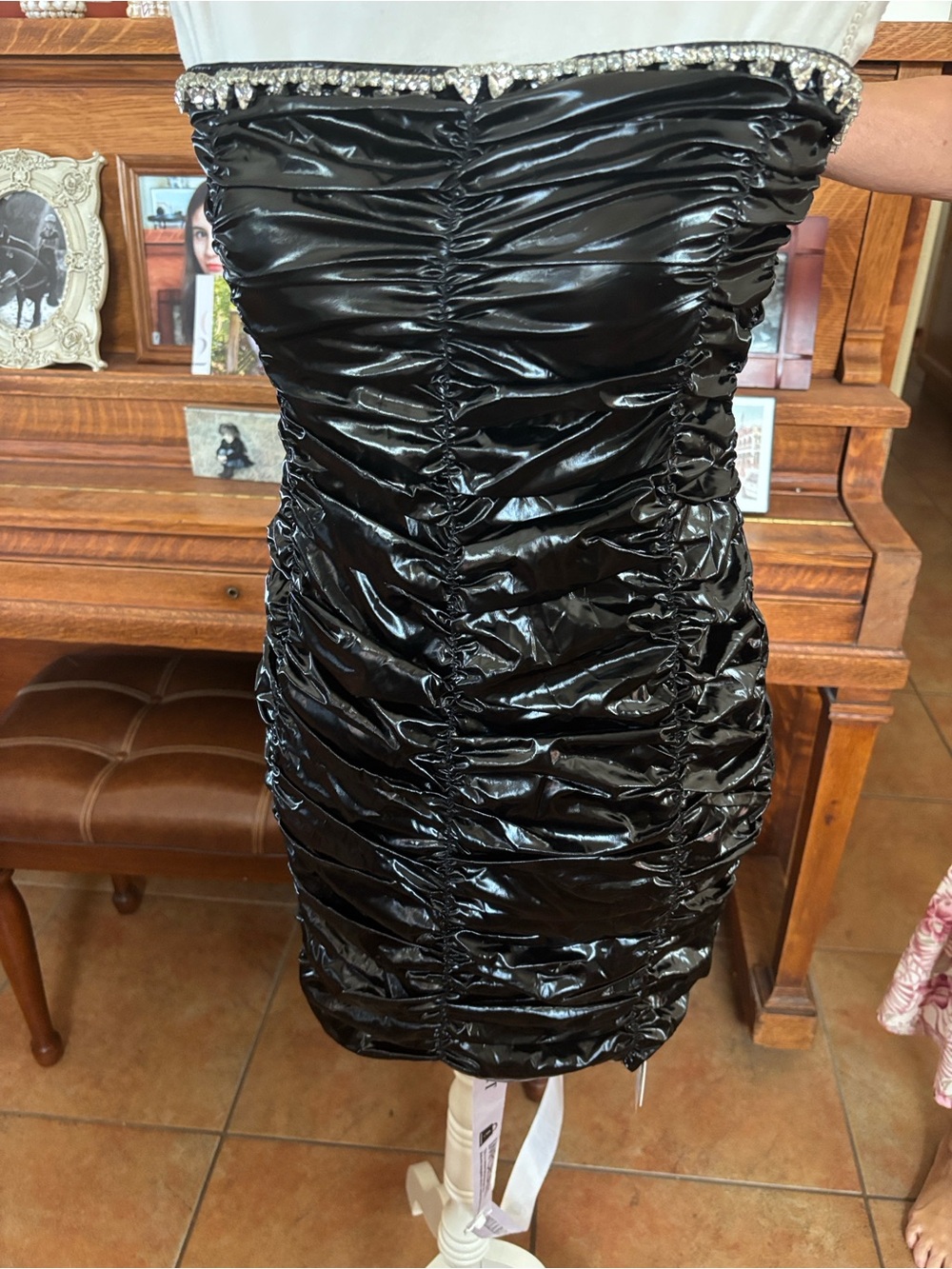 Bella Barnett Strapless Embellished Black Mini Dress Black